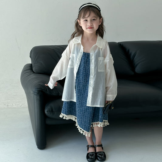 CA4871夏季女童愛心刺繡口袋防曬襯衫2024.04.09