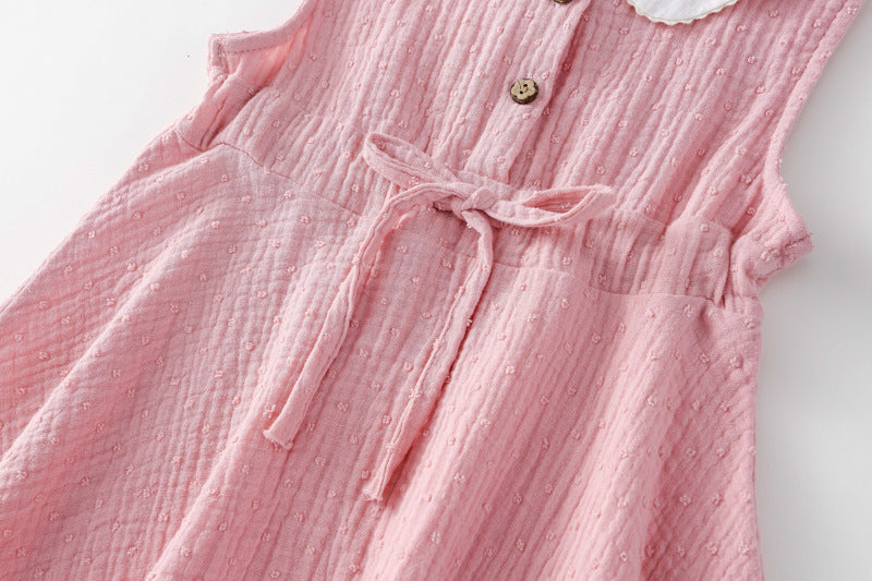 AM1686夏季娃娃領刺繡甜美無袖公主裙2024.03.29