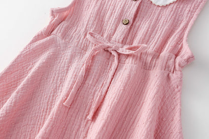 AM1686夏季娃娃領刺繡甜美無袖公主裙2024.03.29