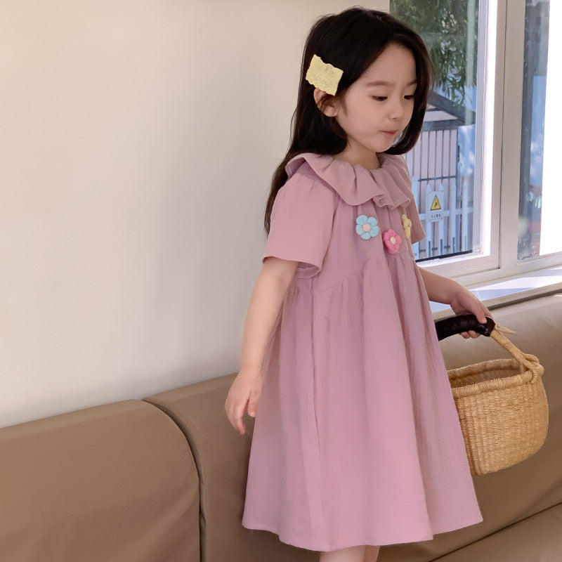 AM1676夏季韓版雙層水洗棉娃娃連衣裙2024.03.29
