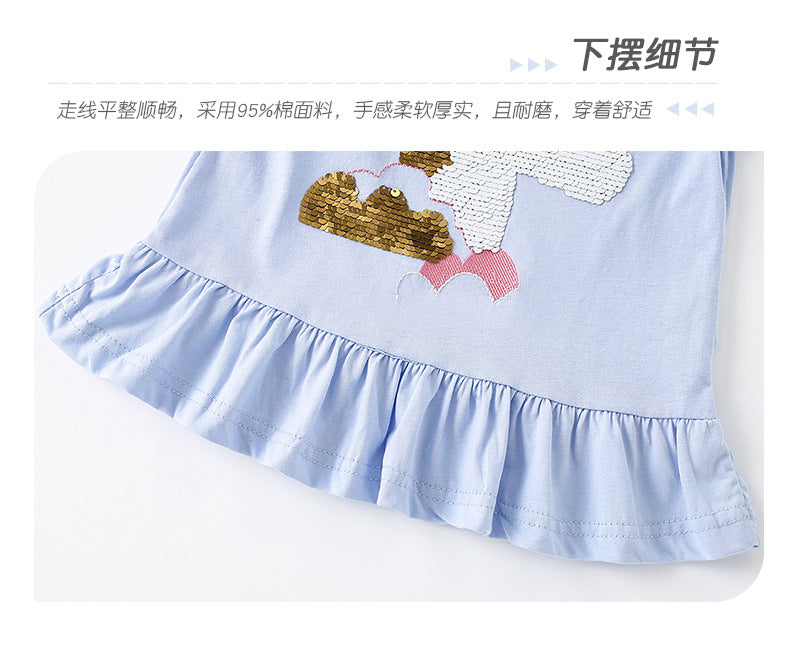 BJ9288夏季獨角獸彩色亮片短袖T恤2024.06.21