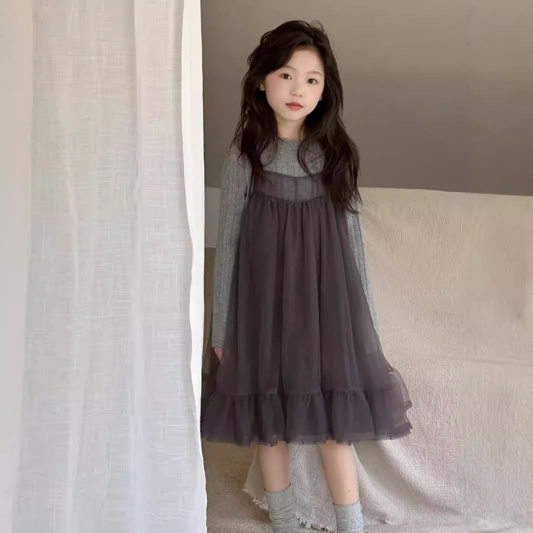 CA4699秋季韓版女童打底衫吊帶紗裙牛仔褲三件套2024.08.06