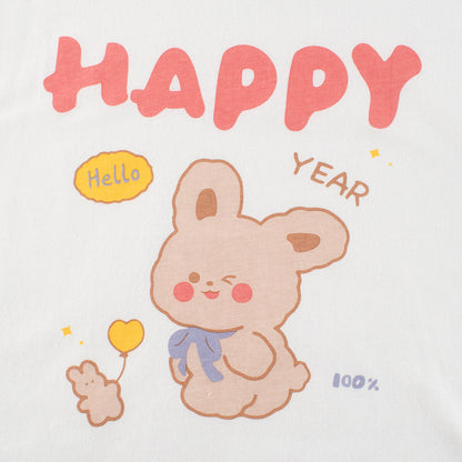 AJ9130韓版兒童Happy小兔子短袖t恤2024.06.25