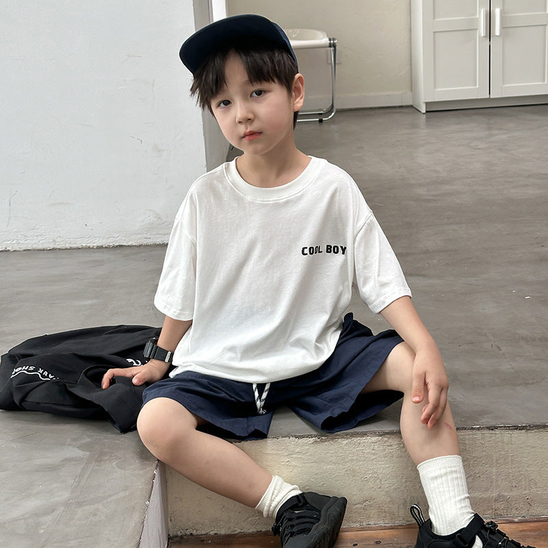 EK0816夏季韓版男童帥氣字母寬鬆棉質T恤2024.07.09