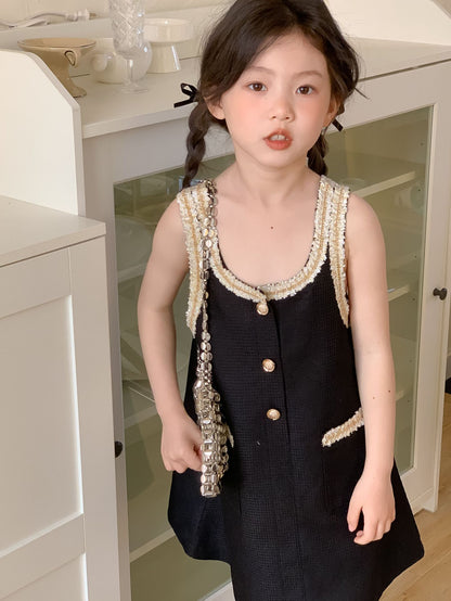 CJ4322夏季中大女童小香風無袖花邊公主裙2024.06.28