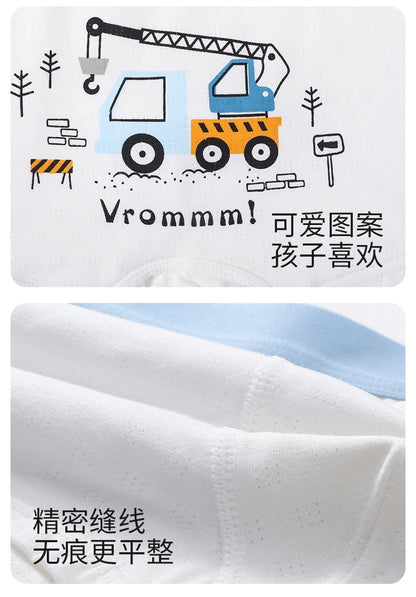 AK4155男孩卡通工程車兒童平角透氣網眼內褲2024.07.30