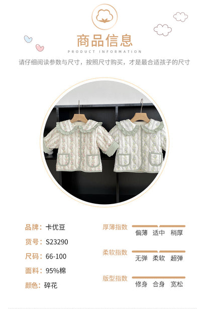 DO3290冬季田園風碎花翻領加厚加絨長袖外套2023.10.31
