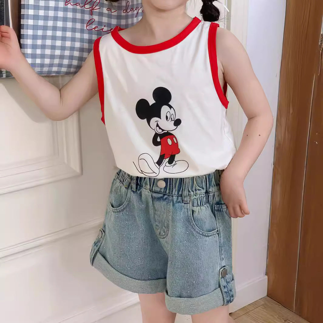 CJ4808夏季中大女童帶鑽牛仔翻邊短褲2024.06.28