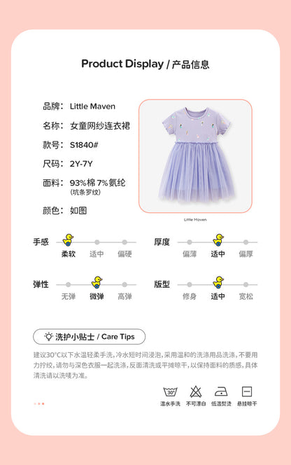 AM1840夏季女孩印花短袖連衣裙2024.03.05