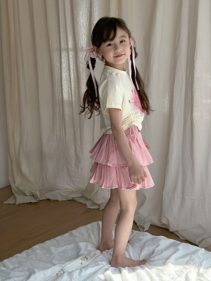 CA4956夏季女童抽繩T恤蛋糕蓬蓬裙兩件套套裝2024.04.09