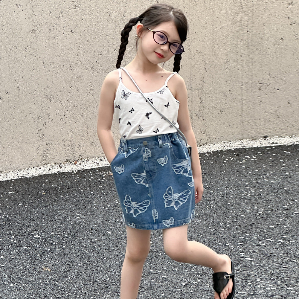 CJ4750夏季女童蝴蝶印花吊帶2024.06.11