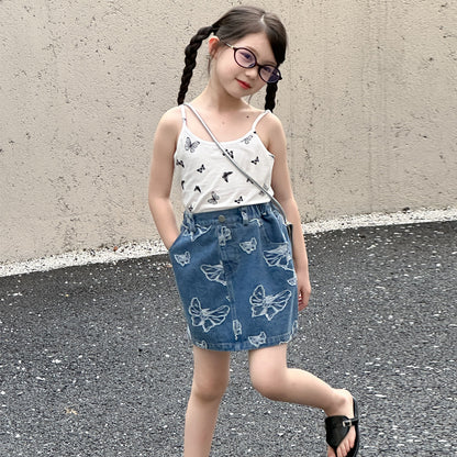 CJ4750夏季女童蝴蝶印花吊帶2024.06.11