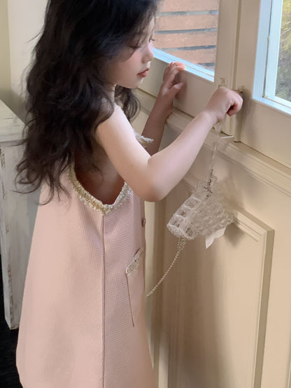 CJ4322夏季中大女童小香風無袖花邊公主裙2024.06.28