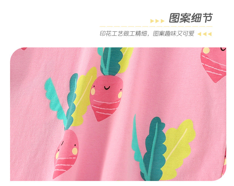 BA9287夏季歐美中小童小女孩粉色胡蘿蔔圓領休閒上衣2024.04.26