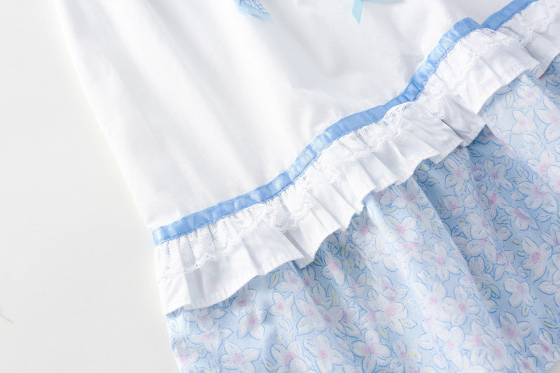 AN1694夏季女童法式氣質蕾絲泡泡袖公主裙2024.05.03