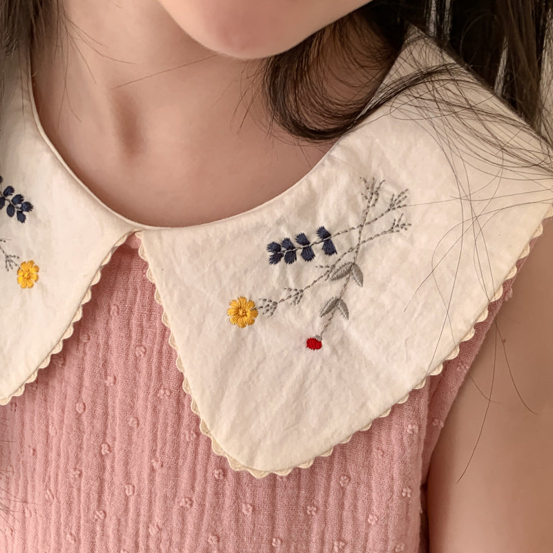 AM1686夏季娃娃領刺繡甜美無袖公主裙2024.03.29