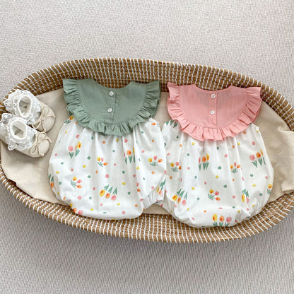 DF0062夏季甜美花朵刺繡無袖三角包屁衣2024.02.27