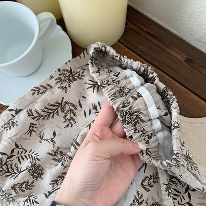 EN4274夏季森系薄款碎花休閒五分短褲2024.05.24