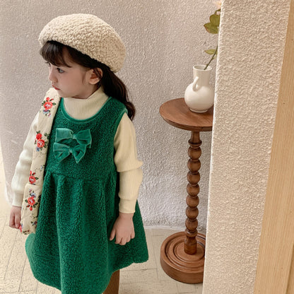 AD1312秋冬羊羔絨加厚蝴蝶結甜美馬甲裙2023.12.08