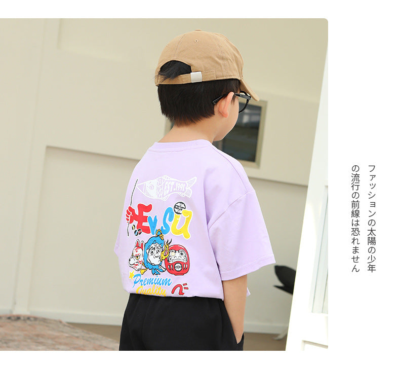 EM3353日系夏季彩色印花純棉短袖T恤2024.03.22