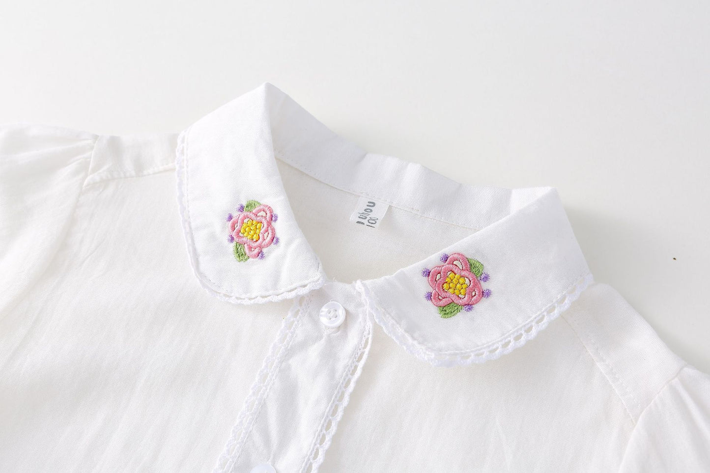AF1666韓版春季小女孩刺繡襯衫背心裙兩件套2024.02.20