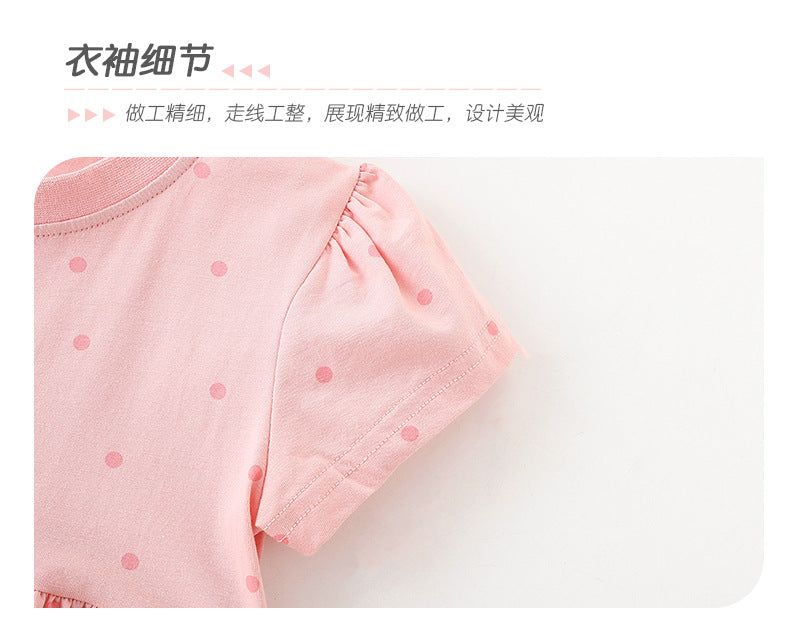 BF9315歐美刺繡印花短袖圓領兒童公主裙2024.02.23