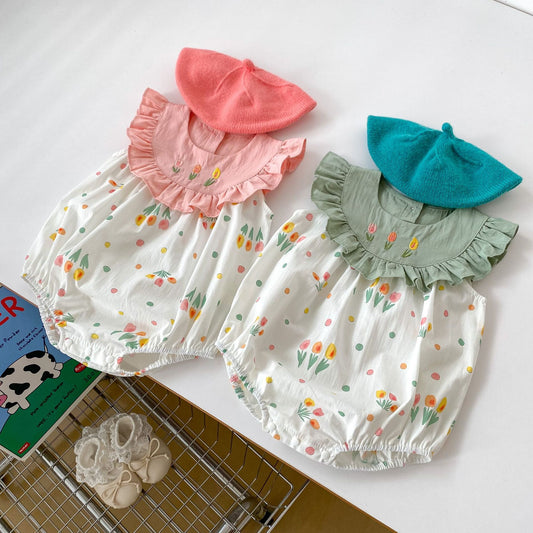 DF0062夏季甜美花朵刺繡無袖三角包屁衣2024.02.27