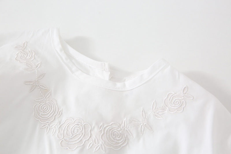 AD1066韓版春秋刺繡泡泡袖娃娃衫上衣2023.12.29