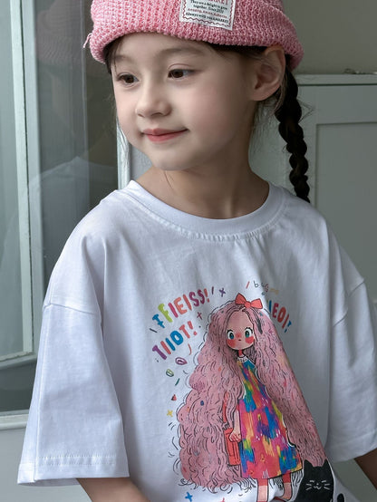CN4955可愛彩色中大童女孩短袖寬鬆T恤2024.05.07