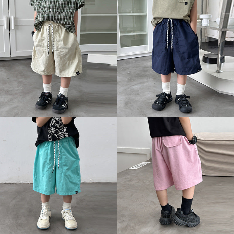 EK0892夏季男女童寬松速乾冰絲凉感水洗工裝短褲2024.07.09