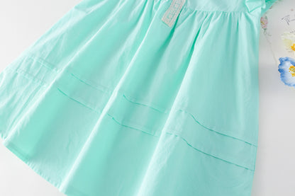 AM1679夏季韓版甜美棉布飛袖刺繡背心裙兩件套2024.03.29