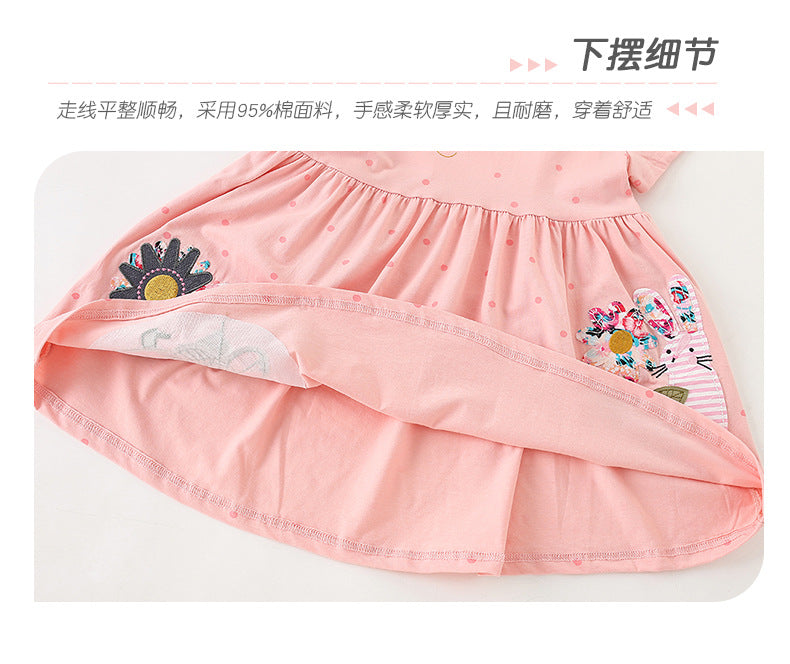 BF9315歐美刺繡印花短袖圓領兒童公主裙2024.02.23