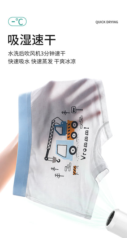 AK4155男孩卡通工程車兒童平角透氣網眼內褲2024.07.30