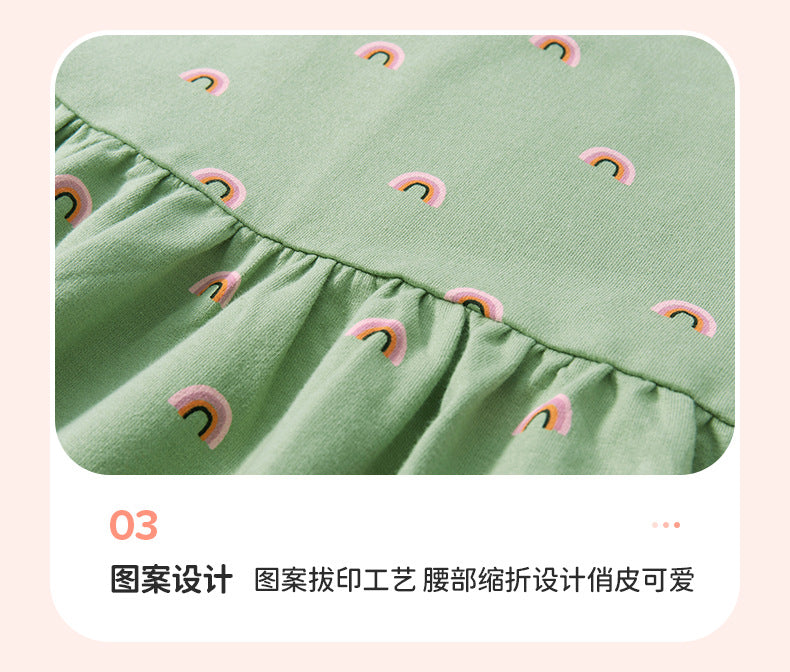 AM1875夏季彩虹短袖純棉連衣裙2024.03.05