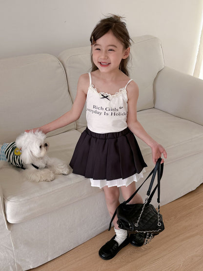 CA4868夏季女童甜美花邊蝴蝶結吊帶衫2024.04.09