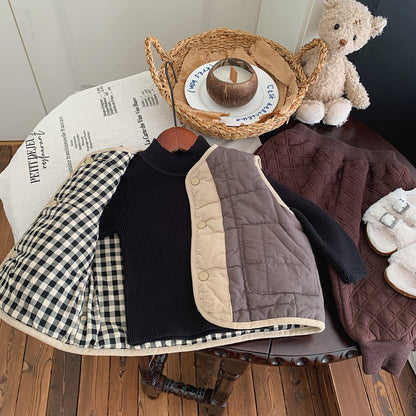 ED2329冬季韓版格子兩面穿棉服馬夾2023.12.22