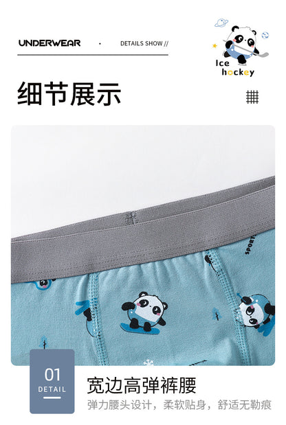 AK4149卡通猫熊透氣彈力棉平角兒童內褲2024.07.30