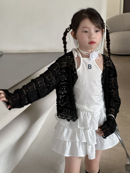 CJ4968夏季女童蕾絲純色防曬外套2024.06.11