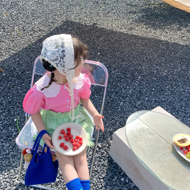 AJ7337韓國女童格子時尚短褲2023.6.20