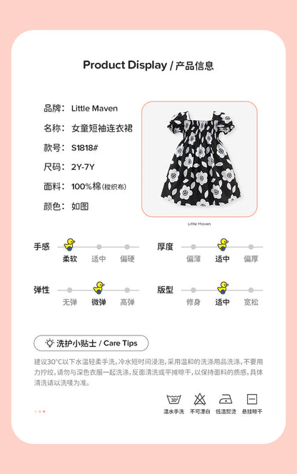 AM1818夏季簡約花朵短袖連衣裙2024.03.05