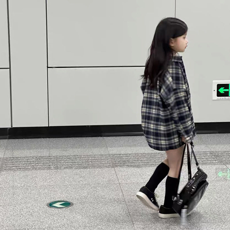 CA3559秋季韓版百搭格子襯衫純色打底背心百褶裙褲套裝2023.08.29