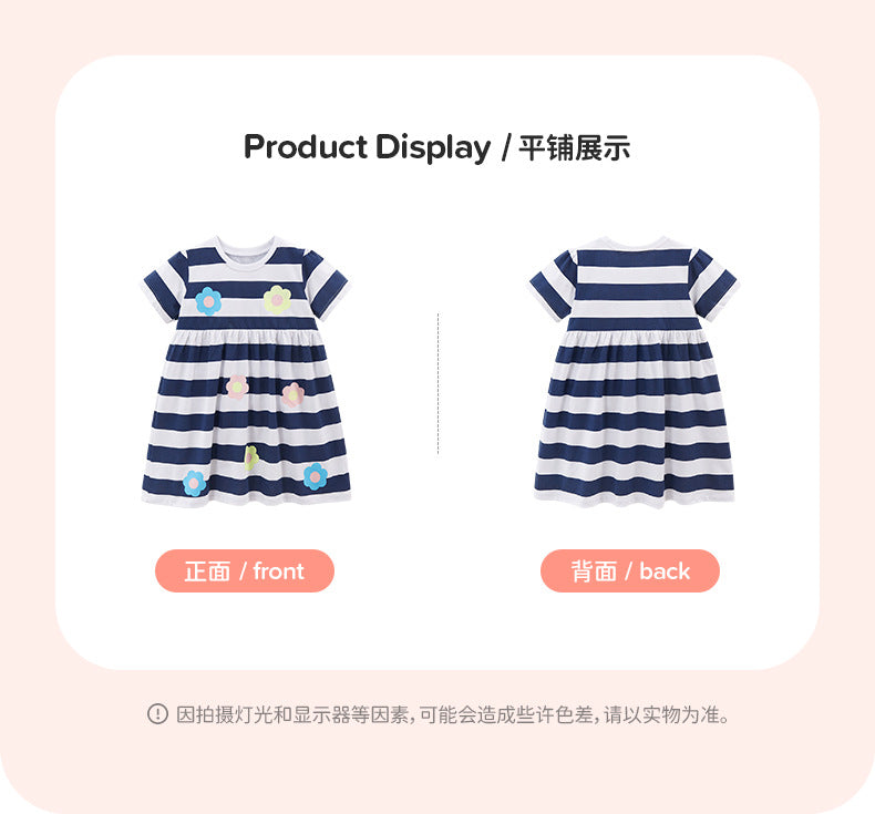 AM1837夏季條紋短袖純棉公主裙2024.03.05