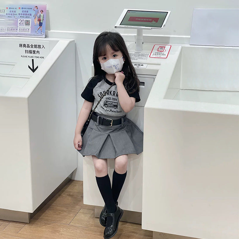 CM2788字母印花短袖T恤氣質半身裙套裝2023.05.04