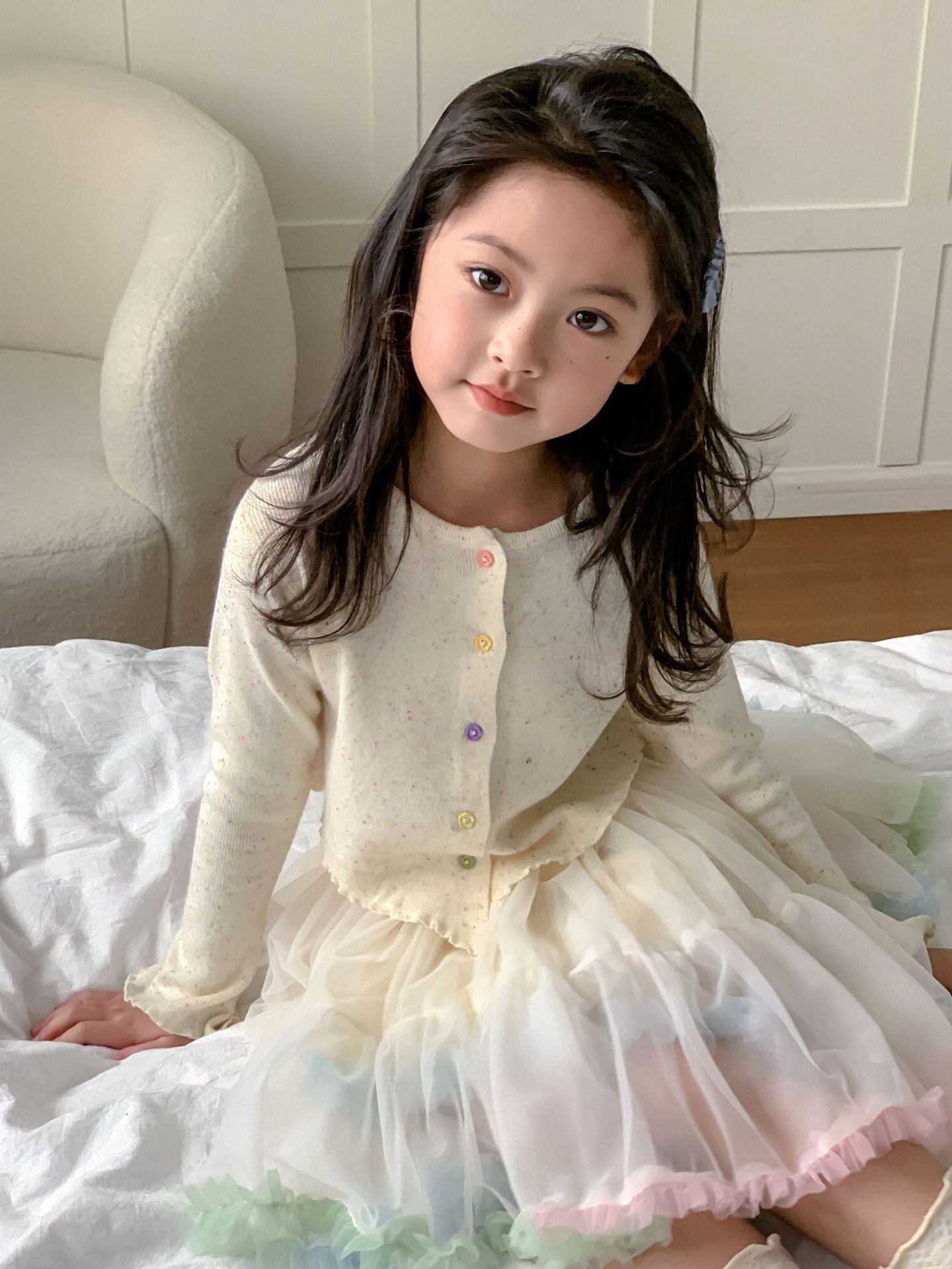 CF4720春款彩色扣子不規則針織衫外套2024.02.23
