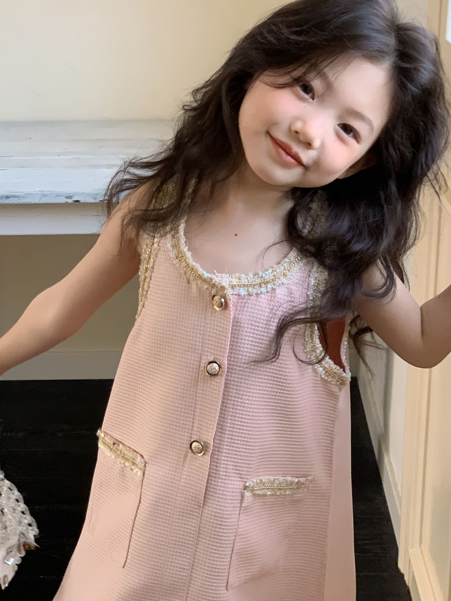 CJ4322夏季中大女童小香風無袖花邊公主裙2024.06.28
