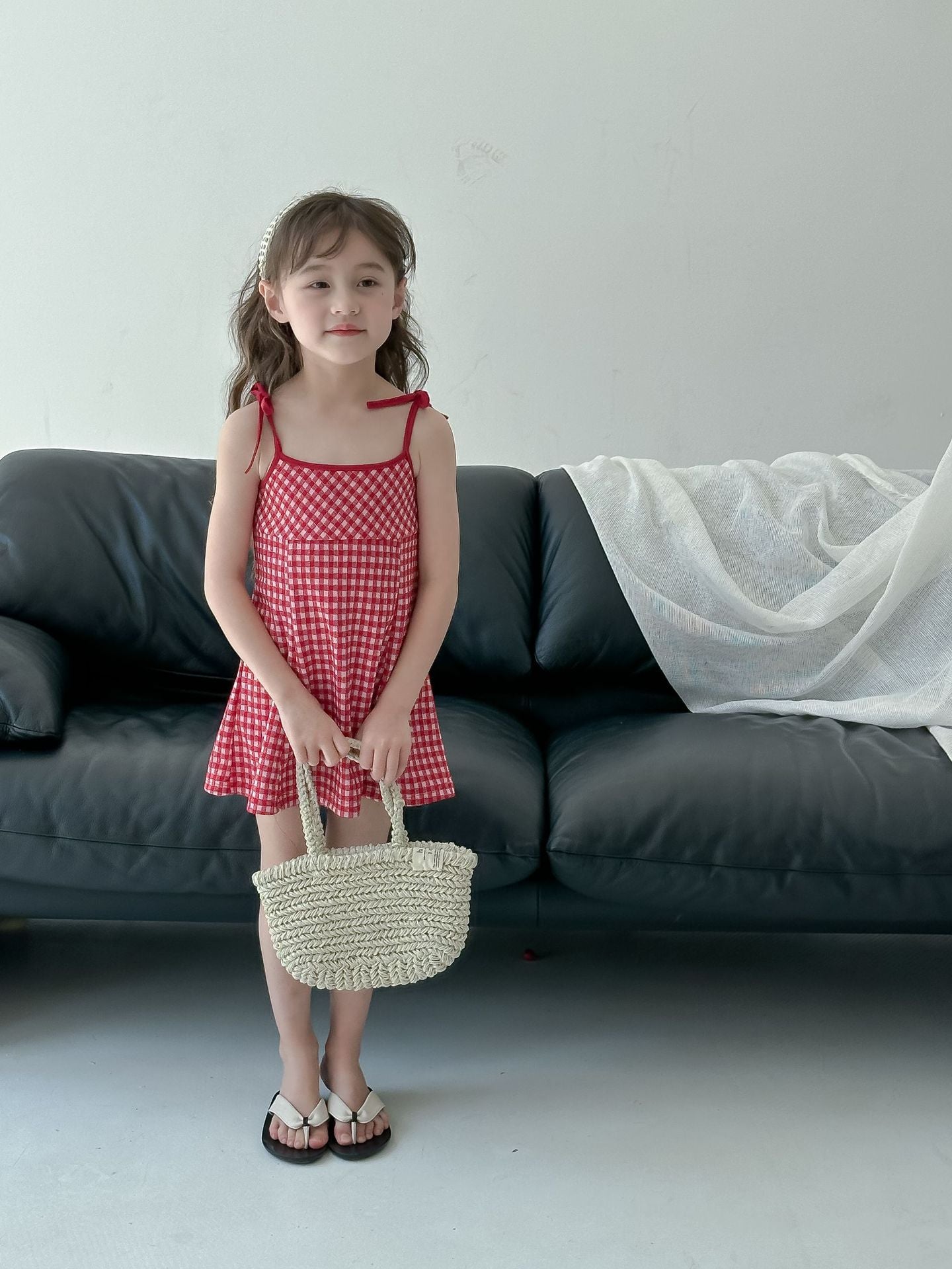 CA4872夏季辣妹女童格子吊帶裙2024.04.09