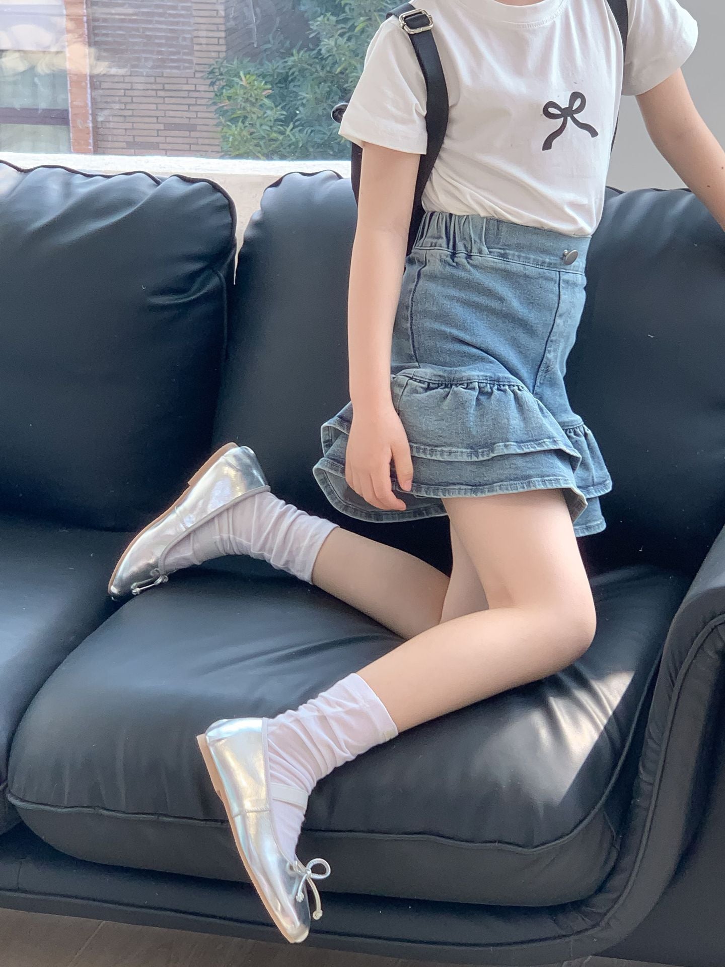 CJ4731韓版夏季中大女童牛仔半身花苞短裙2024.06.28