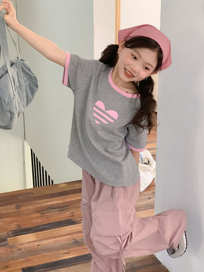 CJ4300夏季中大女童愛心短袖t恤2024.06.28