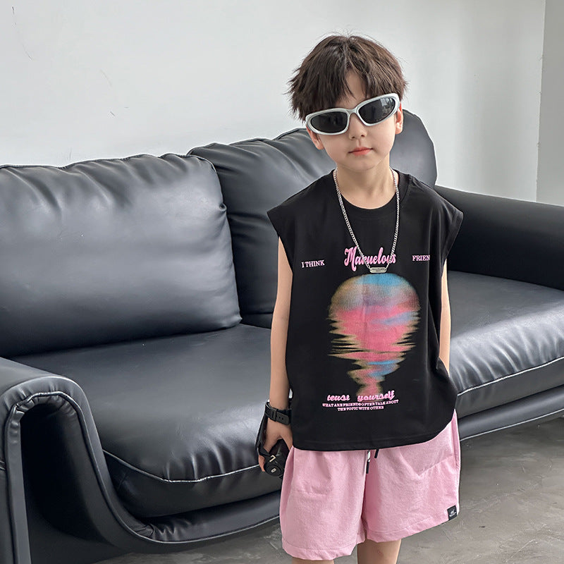 EK0900夏季兒童帥氣凉感休閒卡通寬鬆棉質背心2024.07.09