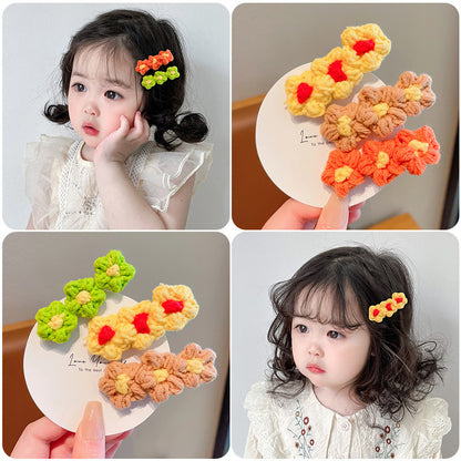 FF3597秋季女孩毛線花朵可愛髮夾2024.02.23
